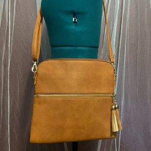 Brown leather shoulder bag